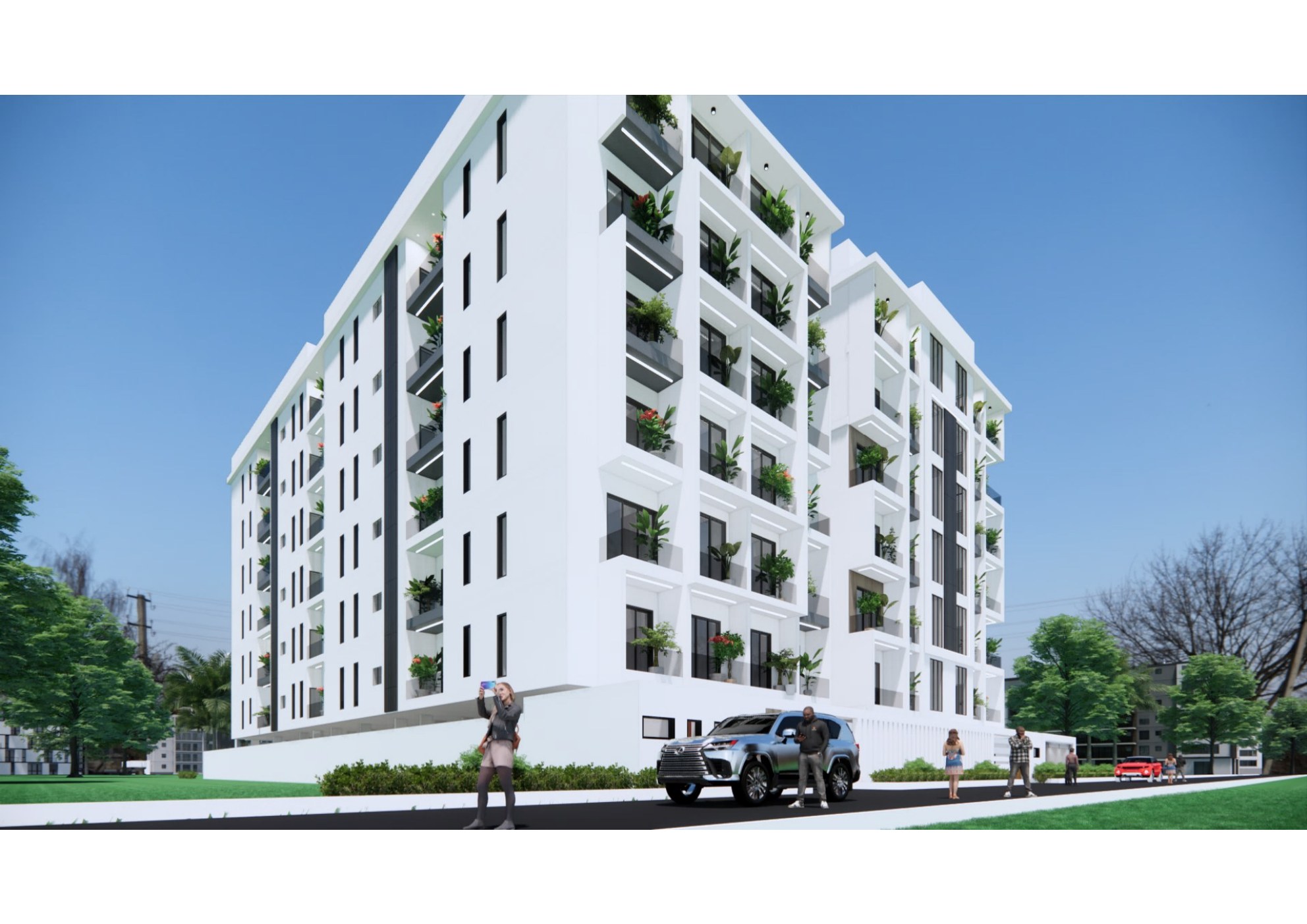White Podium Facade